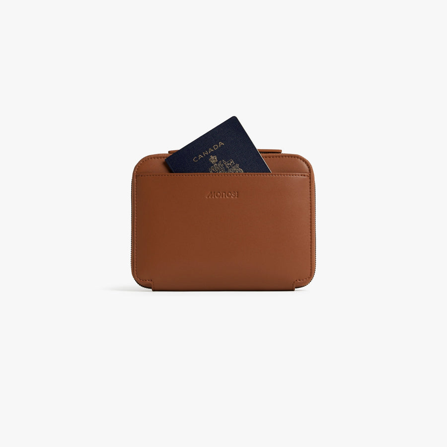 Mahogany (Vegan Leather) | Front pouch view of Metro Belt Bag in Mahogany